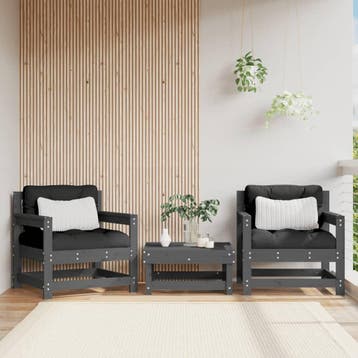 vidaXL Tuinstoelen 2 st massief grenenhout grijs, Verzenden, Nieuw