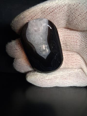 Natural Agate Palmstone - oval - 5.1x3.2x1.3 cm - Black Agat, Verzenden, Nieuw