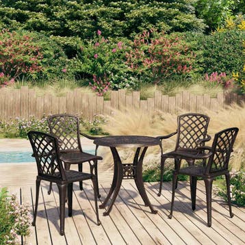 vidaXL 5-delige Bistroset gietaluminium bronskleurig, Tuin en Terras, Verzenden, Nieuw
