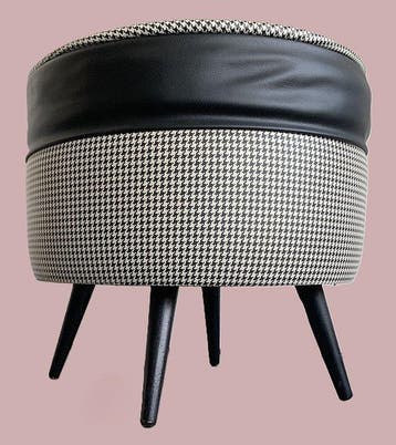 Pouf - bois et plastique - Pouf vintage/boîte à couture