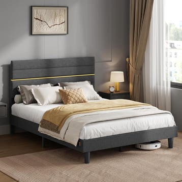 Tweepersoonsbed - gestoffeerd bedframe - 140x200 cm -, Huis en Inrichting, Slaapkamer | Matrassen en Bedbodems, Verzenden, Nieuw