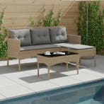 vidaXL Tuinbank Set met kussen 2 pcs poly rattan, Verzenden
