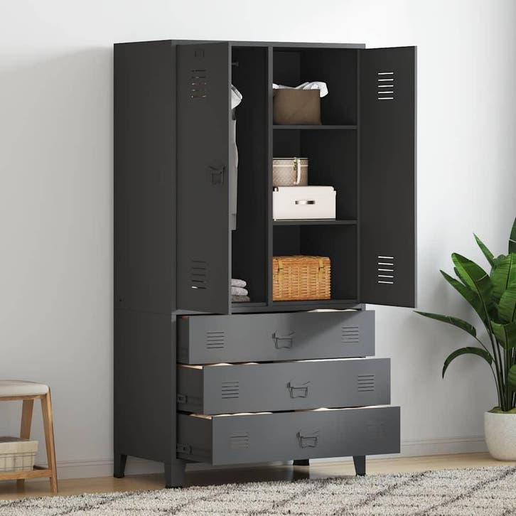 vidaXL Kledingkast industrieel 90x50x180 cm metaal, Huis en Inrichting, Kasten | Kleerkasten, Nieuw, Verzenden