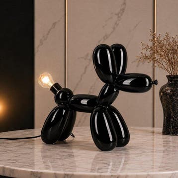 sculptuur, Scotty Balloon Dog Tafellamp – Hoogglans Zwart –