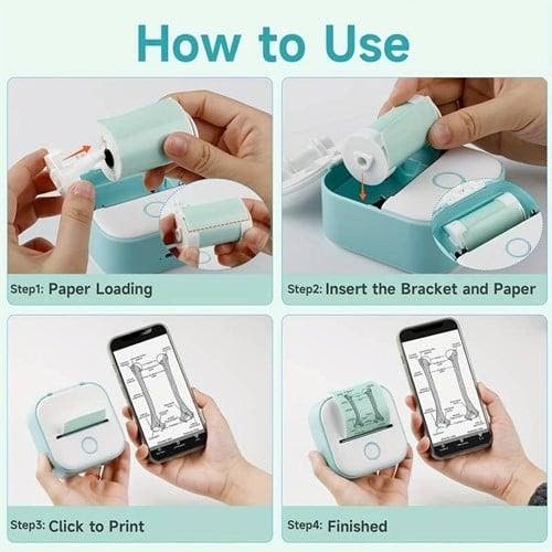 Mini fotoprinter zwartwit labelprinter labelmaker witgroen, Hobby en Vrije tijd, Knutselen, Nieuw