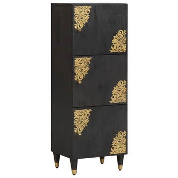 vidaXL Highboard met plank Zwart 40 x 33 x 110 cm Massief, Verzenden, Nieuw