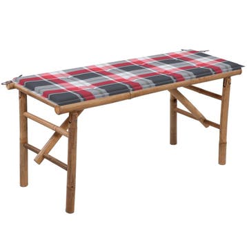 vidaXL Tuinbank inklapbaar met kussen 118 cm bamboe, Verzenden, Nieuw