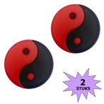 Fako Bijoux - Tennisdemper - Yin Yang - Zwart/Rood - 2 Stuks, Verzenden