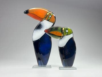 Studio Habrat - Beeldje - Tuckan (2) - fusie, Antiek en Kunst, Antiek | Glaswerk en Kristal