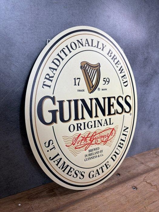 Prachtig embleem bier Guinness - Metalen plaat - 40 cm x 30, Antiek en Kunst, Antiek | Wandborden en Tegels