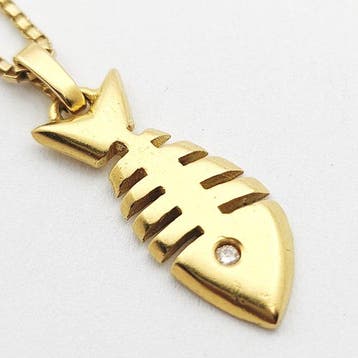 Ketting met hanger - 18 karaat Geel goud - 0.01ct. tw.