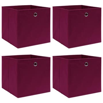 vidaXL Opbergboxen 4 st 32x32x32 cm stof donkerrood, Verzenden