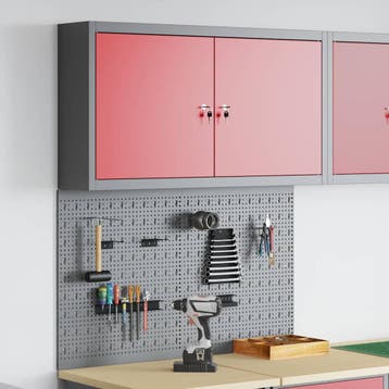 vidaXL Gereedschapskast Set met plank 3 st Rood Gepoedercoat, Verzenden, Nieuw