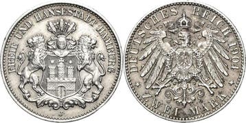 2 Mark 1904 Hamburg, Postzegels en Munten, Verzenden, België