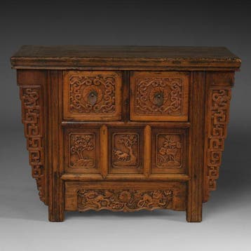 Shanxi “vlinderkist” - Hout (Iep), Messing - China -, Antiek en Kunst