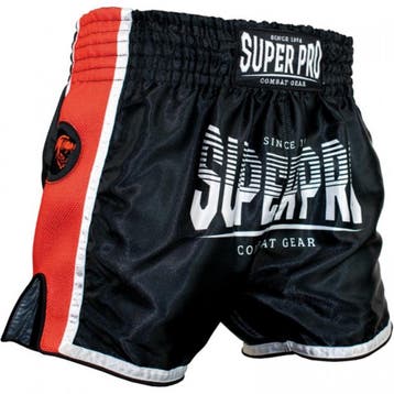 Super Pro Muay Thai Kickboks Broek Stripes Zwart Rood, Verzenden, Vechtsport
