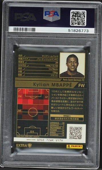 2016/17 Panini WCCF Kylian Mbappé 29 Graded card - PSA 6