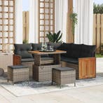 vidaXL Tuinbank Set 8 pcs Grijs Poly Riet en Poedergecoat, Verzenden