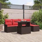 vidaXL Tuinbank Set met kussen 6 pcs Bruin poly rattan, Verzenden, Nieuw