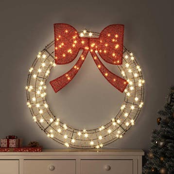 vidaXL Krans Warmwit 120 x 120 x 10 cm Rattan 150 LEDs, Verzenden, Nieuw