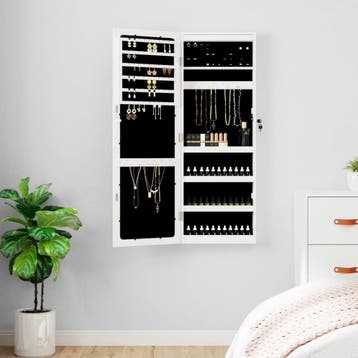 vidaXL Sieradenkast met spiegel en LED wandgemonteerd wit, Huis en Inrichting, Woonaccessoires | Spiegels, Verzenden, Nieuw