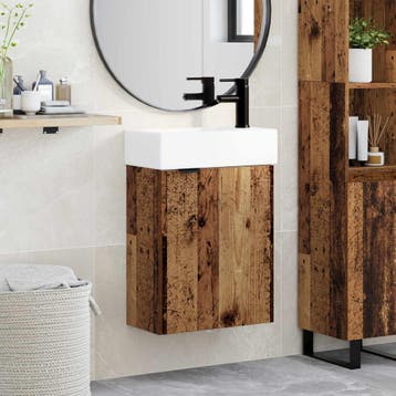 vidaXL Badkamermeubel met kraan Oud hout 45,5 x 22,5 x 84 cm, Verzenden