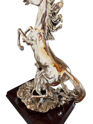 A. Brunei - sculptuur, Cavallo Rampante - 42,5 cm - Metaal,