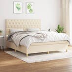 vidaXL Boxspring met matras stof crèmekleurig 160x200 cm, Verzenden, Nieuw