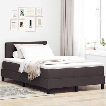 vidaXL Boxspring bed met hoofdeinde Donkerbruin 120 x 200 cm, Verzenden