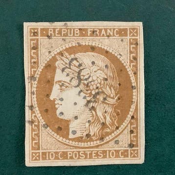 Frankrijk 1849 - 10 cent Ceres met ruime marges gekeurd Brun, Gestempeld
