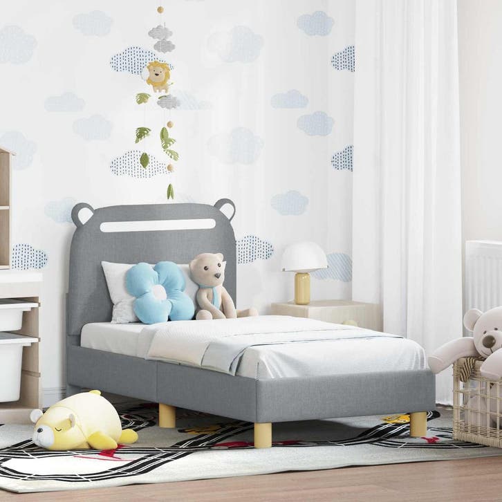 vidaXL Peuterbedframe met hoofdboard Lichtgrijs 70 x 140 cm, Maison & Meubles, Chambre à coucher | Lits, Envoi