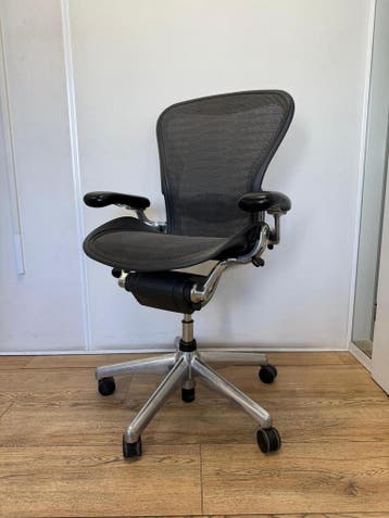Chrome Herman Miller Aeron Bureaustoelen - Tuxedo Wave, Verzenden, Zwart, Zo goed als nieuw, Bureaustoel