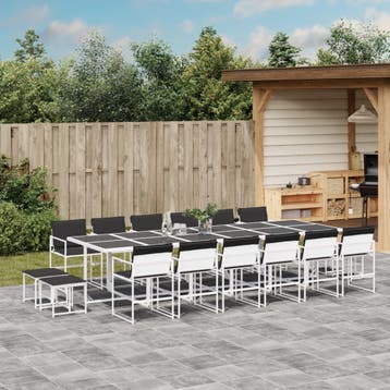 vidaXL 17-delige Tuinset met kussens textileen wit, Verzenden, Tuinset