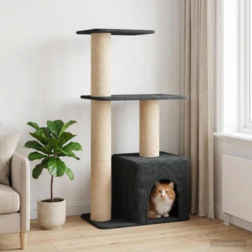 vidaXL Kattentoren met sisal krabpalen Donkergrijs 133 cm, Dieren en Toebehoren, Verzenden, Nieuw