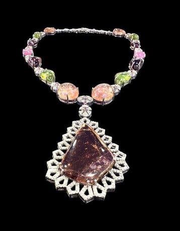 Collier Argent - Watermelon Tourmaline nec