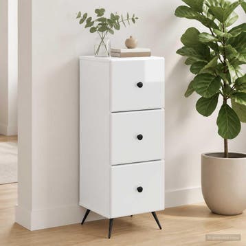 vidaXL Ladekast Hoogglans Wit 33 x 34,5 x 90 cm Bewerkt hout, Verzenden