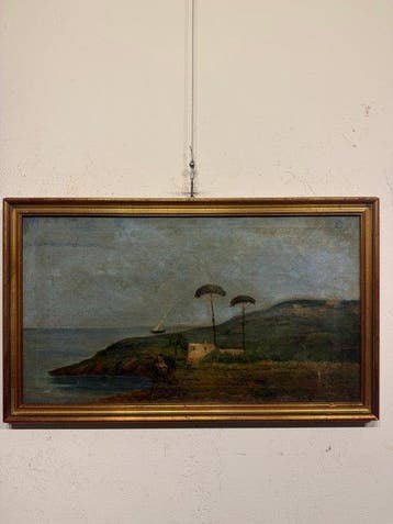 Scuola italiana (XIX-XX) - Marina con Barca