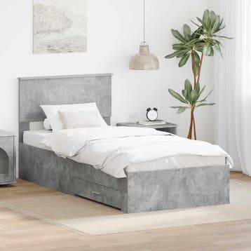 vidaXL Bedframe met lade Betongrijs 90 x 200 cm Bewerkt hout, Verzenden