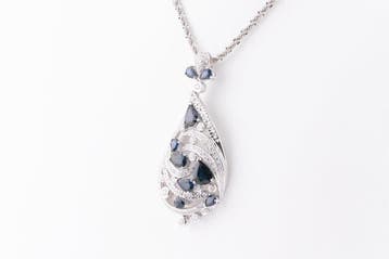 Pendentif - 18 carats Or blanc - 9.70ct. tw. Saphir -