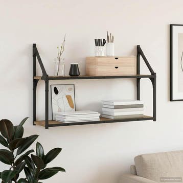 vidaXL Wandplank Muurmontage Artisanaal eiken 80 x 21 x 51, Verzenden, Nieuw