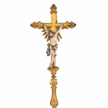 Barok Crucifix - Hout - 18e eeuw - Processiekruis 100 cm, Antiek en Kunst