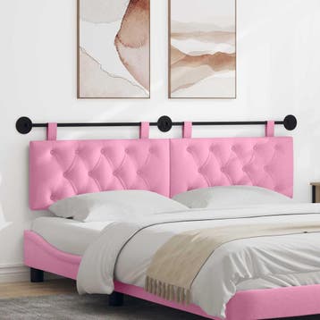 vidaXL Hangend hoofdbord Roze Stof, Verzenden