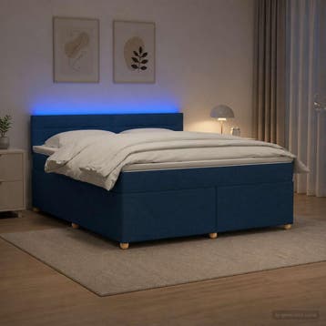 vidaXL Boxspringbed met matras met hoofdeinde Blauw 160 x, Verzenden