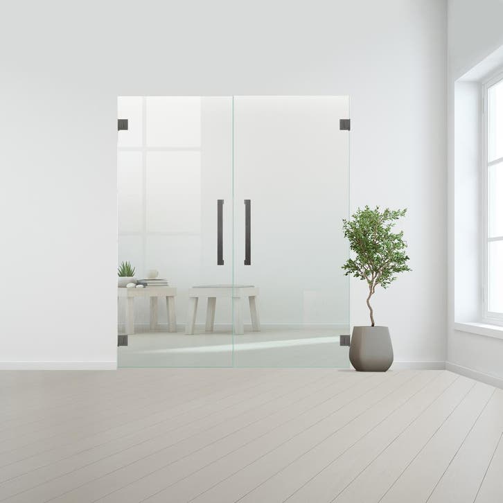 Glazen dubbele binnendeur XL zonder kozijn RVS beslag-Blank, Doe-het-zelf en Bouw, Glas en Ramen, Nieuw, Verzenden