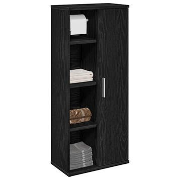 vidaXL Badkamerkast met rolhouder 39x22x90 cm zwart, Verzenden