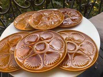 Sarreguemines - Bord (6) - Oyster Plates - Keramiek