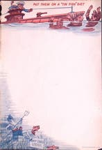 ‘Put Them On a ‘Tin Fish’ Diet’ - briefpapier (a4), Verzamelen, Militaria | Tweede Wereldoorlog, Verzenden, Foto of Poster