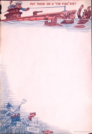‘Put Them On a ‘Tin Fish’ Diet’ - briefpapier (a4), Verzamelen, Verzenden, Foto of Poster