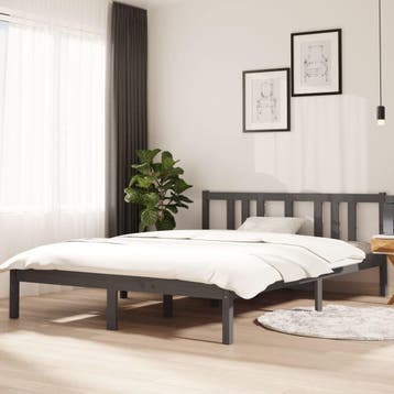 vidaXL Bedframe massief hout grijs 140x200 cm, Verzenden