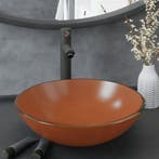 vidaXL Wastafel met kraan en pop-up afvoer gehard glas bruin, Verzenden